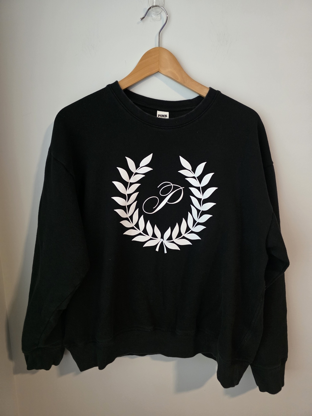 PINK Victoria's Secret Black Logo Crewneck Sweatshirt – Women's XL